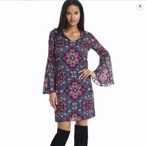 White House Black Market Medallion Print Boho Shift Dress, Size Small